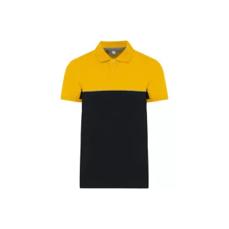   WK210 kétszinű, környezetbarát rövid ujjú galléros póló Designed To Work, Black/Yellow-XS
