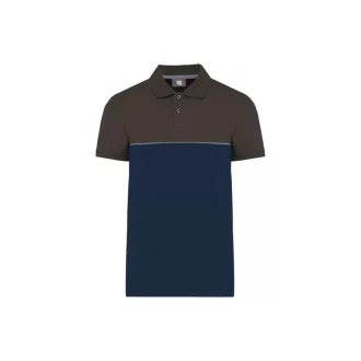   WK210 kétszinű, környezetbarát rövid ujjú galléros póló Designed To Work, Navy/Dark Grey-XS