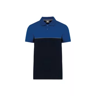   WK210 kétszinű, környezetbarát rövid ujjú galléros póló Designed To Work, Navy/Royal Blue-XS