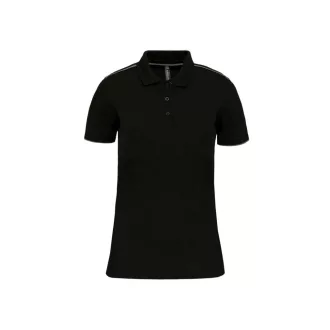   WK271 rövid ujjú Női galléros póló, kontrasztos diszítésekkel Designed To Work, Black/Silver-XS