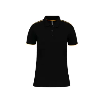   WK271 rövid ujjú Női galléros póló, kontrasztos diszítésekkel Designed To Work, Black/Yellow-XS