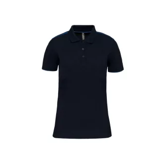   WK271 rövid ujjú Női galléros póló, kontrasztos diszítésekkel Designed To Work, Navy/Light Royal Blue-XS