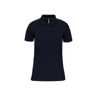   WK271 rövid ujjú Női galléros póló, kontrasztos diszítésekkel Designed To Work, Navy/Silver-XS
