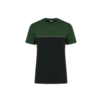   WK304 kétszinű strapabíró unisex kereknyakú rövid ujjú póló Designed To Work, Black/Forest Green-XS