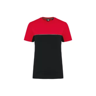  WK304 kétszinű strapabíró unisex kereknyakú rövid ujjú póló Designed To Work, Black/Red-S