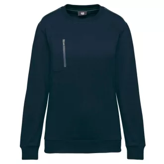   WK403 mellzsebes környakas unisex pulóver, kontrasztos díszítéssel Designed To Work, Navy/Silver-XS