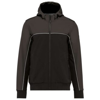   WK450 kétszínű három rétegű, kapucnis softshell dzseki Designed To Work, Black/Dark Grey-S