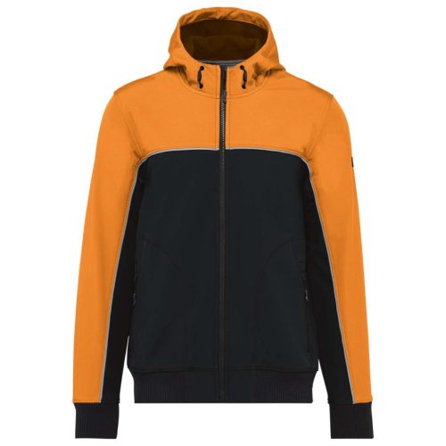 WK450 kétszínű három rétegű, kapucnis softshell dzseki Designed To Work, Black/Orange-M