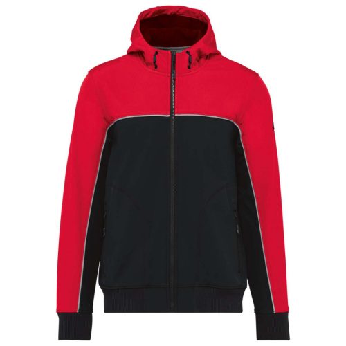 WK450 kétszínű három rétegű, kapucnis softshell dzseki Designed To Work, Black/Red-S
