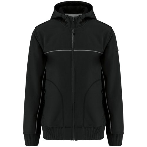 WK450 kétszínű három rétegű, kapucnis softshell dzseki Designed To Work, Black-S
