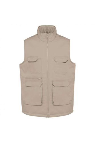 WK607 bélelt unisex mellény sok zsebbel Designed To Work, Beige-M