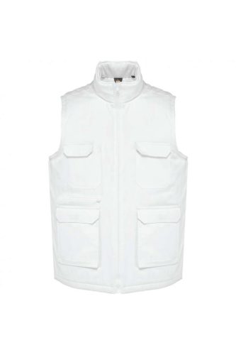 WK607 bélelt unisex mellény sok zsebbel Designed To Work, White-L