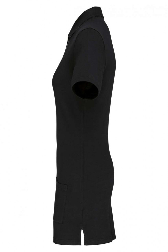 Designed To Work WK209 Női rövid ujjú hosszított piké póló, Black/Oxford Grey